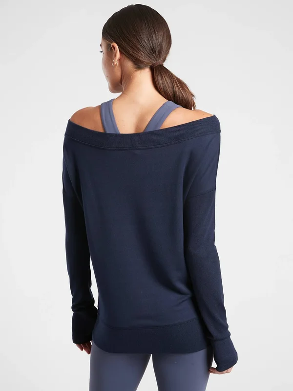 Athleta Women's Studio Barre Sweatshirt Navy Size M