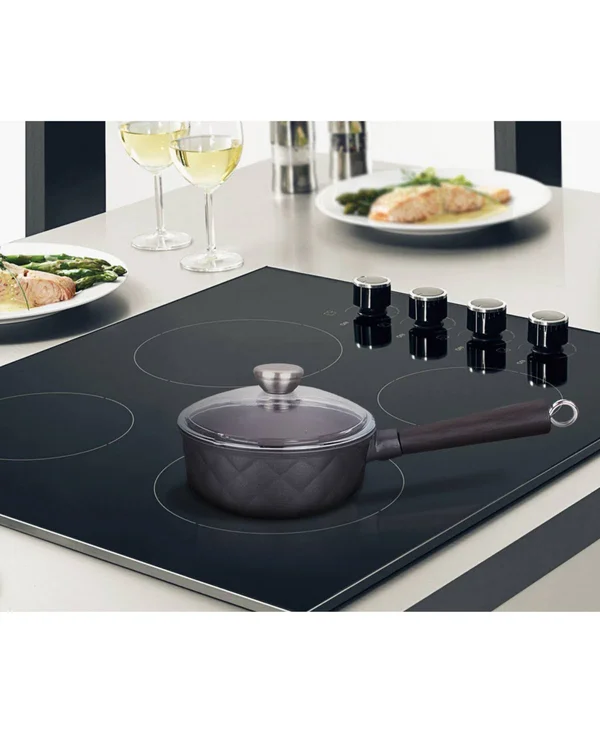 7.9 inch Aluminum Greblon C2 Non-Stick Heat Resistant Coating Full Induction Low Saute Pan with Glass Lid