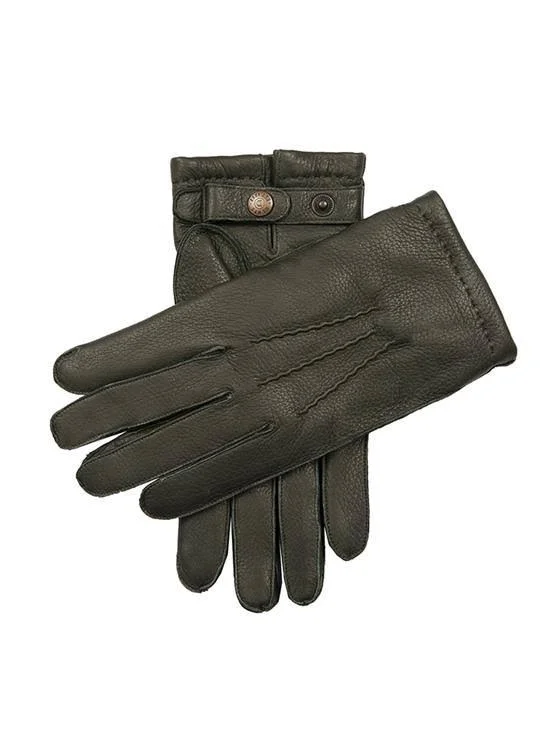 Dents Men's Lambswool Lined Deerskin Leather Gloves in Black Size 11