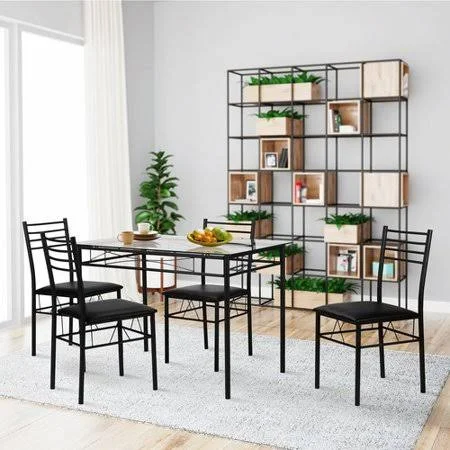 Ebern Designs Lightle 5 Piece Breakfast NOOK Dining Set, Black
