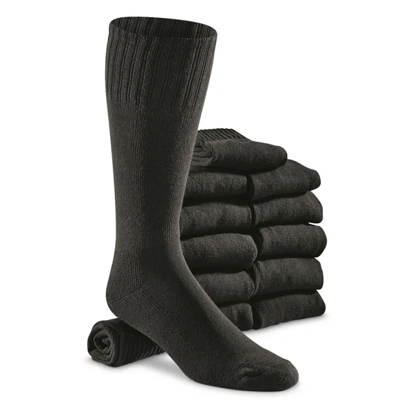 U.S. Military Surplus Heavyweight Boot Socks 12 Pack - Size: XL, Black