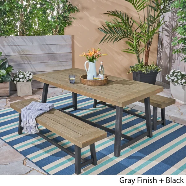Raphael Outdoor Acacia Wood Picnic Set by Christopher Knight Home - Teak
