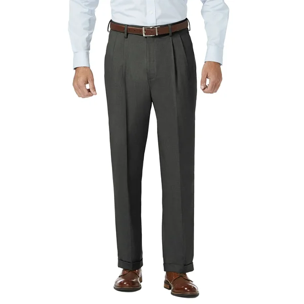 Haggar Mens J.M. Sharkskin Pleated Dress Pants