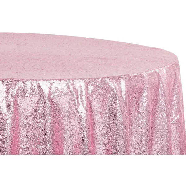 Glitz Sequins Round Tablecloth in Pink Size: 120 in, Wedding, Event, Wholesale by CV Linens