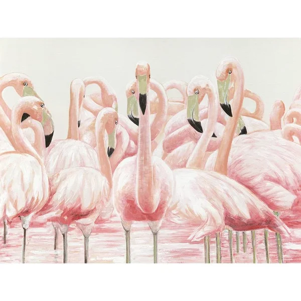 Jeco 'Pink Egret' Oil Painting Wall Decor - 36x48 Oil Painting