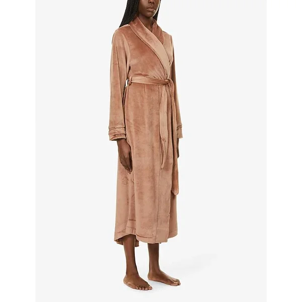 SKIMS Womens Sienna Velour Belted Stretch-velour Robe XXXL