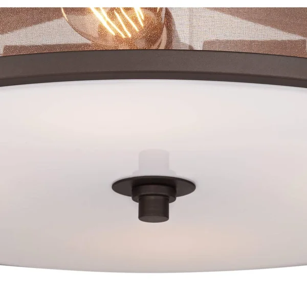 Possini Euro Design Industrial Ceiling Light Semi Flush Mount Fixture Bronze 18 3/4x22 Wide 4-Light Brown Organza for Living Roo