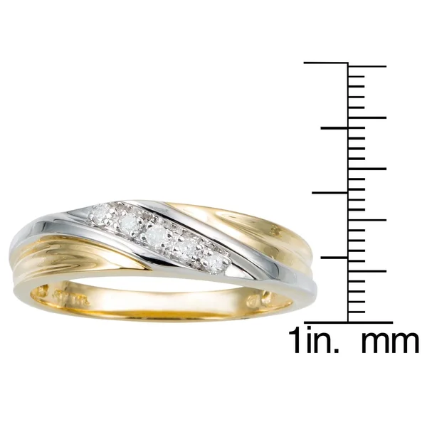 PalmBeach Jewelry Men's 1/10 TCW Round Diamond Two-Tone 10K Gold Diagonal Wedding Band Ring