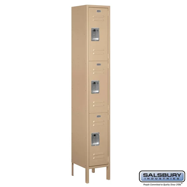 Salsbury Industries Tan-Triple Tier Standard Metal Locker-6 Feet x 12inches