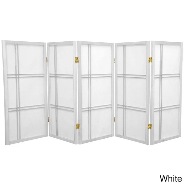 Oriental Furniture 3 ft. Tall Double Cross Shoji Screen - 3 Panel - White