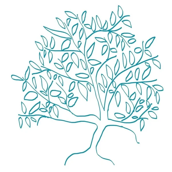 Easy Art Prints Jan Weiss's 'A Teal Tree' Premium Canvas Art - 36 x 36 - Classic Black Frame