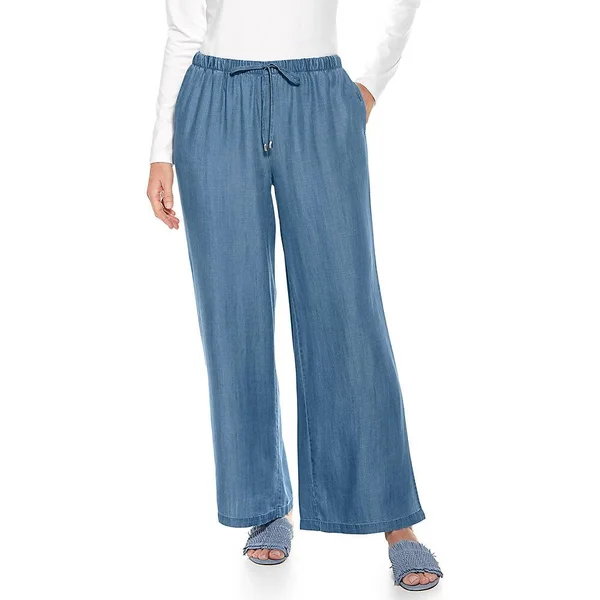 Plus Size Women's Enclave Wide Leg Pants - UPF 50+ Pants For Women, Blue