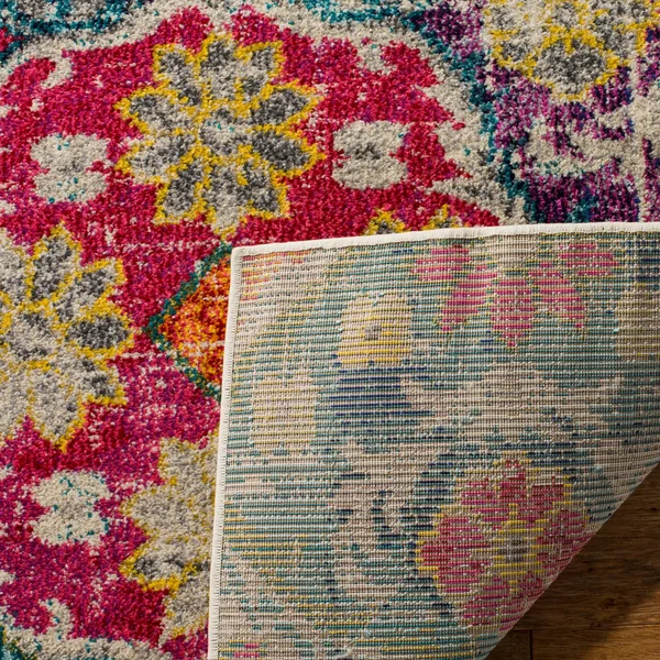 Safavieh Monaco MNC248R 6&7x22 x 6&7x22 Square Grey - Fuchsia Area Rug