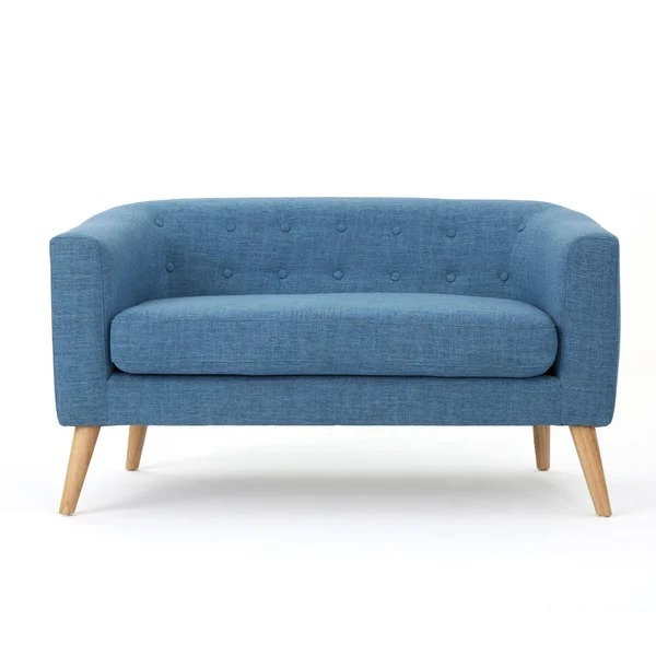 51.50x22 Blue and Beige Contemporary Button Back Loveseat