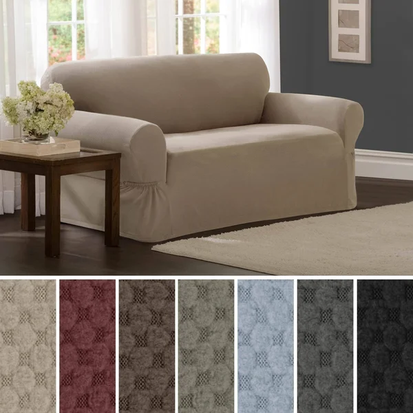 Pixel Stretch 1 Piece Loveseat Furniture Cover Slipcover - Size: 34 inchh x 38 inchd x 58-73 inchw