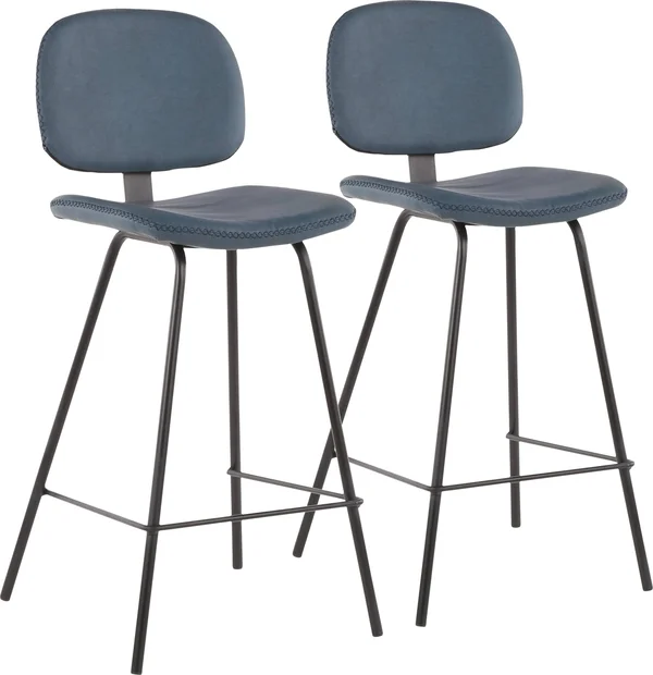 LumiSource Industrial Nunzio Counter Stool - Set of 2 - Blue