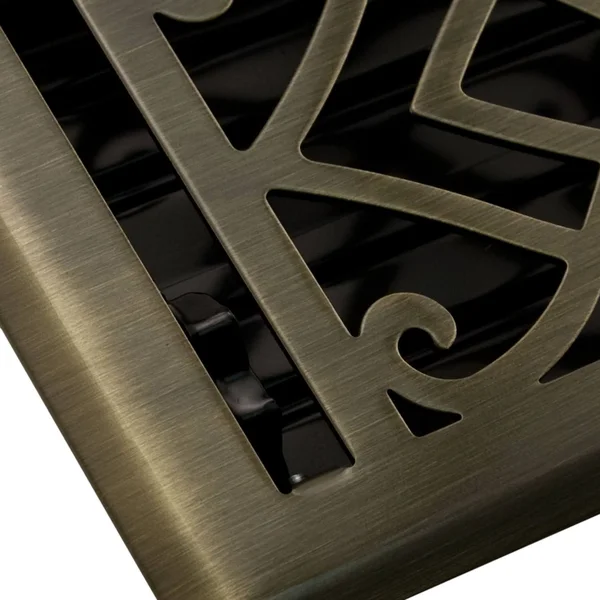 Victorian Steel Wall Register - Antique Brass 6x22 x 12x22 (7-1/4x22 x 13x22 Overall), Signature Hardware 259008