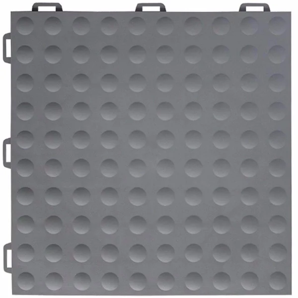 Greatmats PVC Plastic Interlocking Gym Floor Tile 12 in. x 12 in. x 0.56 in. StayLock Bump Top-Gray 26 Pack