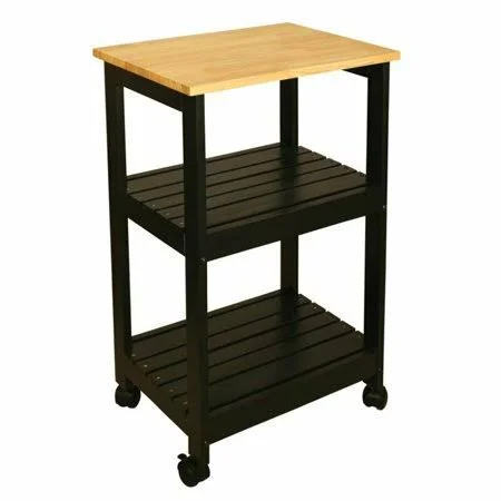 V.I.P. Pemberly Row Utility Kitchen Cart in Black - Size: 34