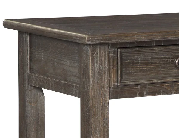 Benzara BM210838 Plank Style Wooden Sofa Table with 2 Drawers and 1 Open Shelf Rustic Brown