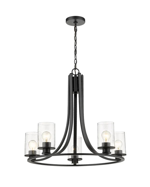 Z-Lite 5 Light Chandelier, Matte Black 492-5MB