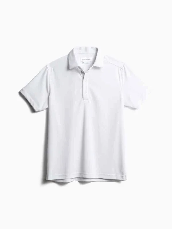 Ministry of Supply White M&s Apollo Performance Short Sleeve Polo, US Medium