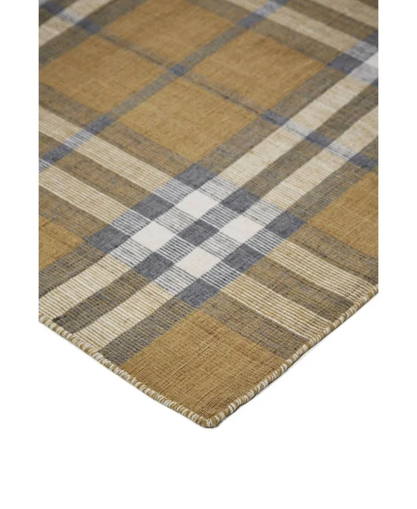 Jens Gold Hand Woven Area Rug 5' x 8', 100% Polyester, Gold