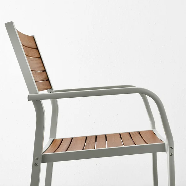 IKEA - SJ腖LAND Table and 4 Armchairs - Outdoor, SJ腖LAND Light brown/Kuddarna Light Blue, 61 3/8x35 3/8