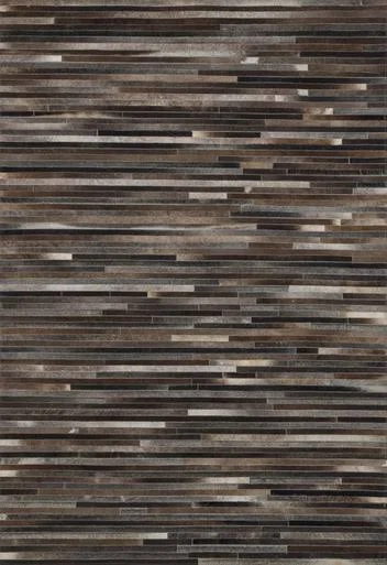 Promenade Charcoal Rug - 5 x 8 - Cowhide Leather - Black Forest Decor