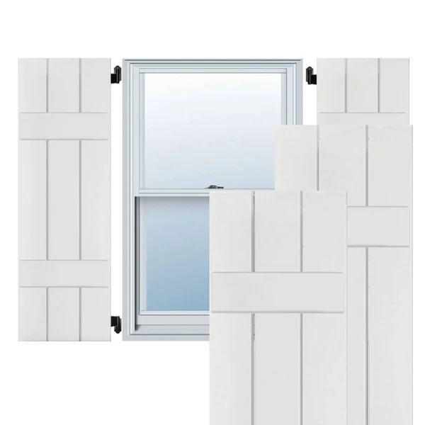 Noralco Industries - Inc. RWB12X068PRP 12x22W x 68x22H Exterior Three Board (2 Batten) Real Wood Pine Board-n-Batten Shutters (Pe
