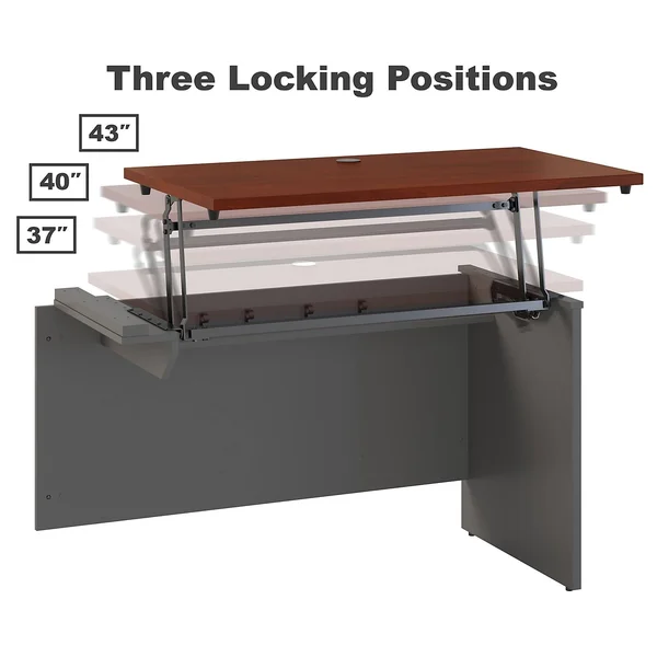 Bush Business Furniture Series C 72w 3 Position Bow Front Sit to Stand L Shaped Desk with File Cabinet - Hansen Cherry/Graphite G