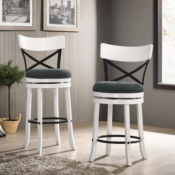 Furniture of America Heidi Modern Farmhouse Swivel Barstools Set of 2 - Live Edge Oak - Counter Height