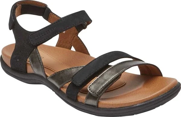 Cobb Hill Women's Rubey Instep 3-Strap Sandal Black Leather 9