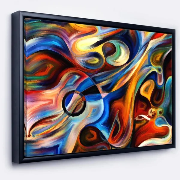 Designart & Abstract Music and Rhythm & Abstract Framed Canvas Art Print - Size: 34 inch x 18 inch