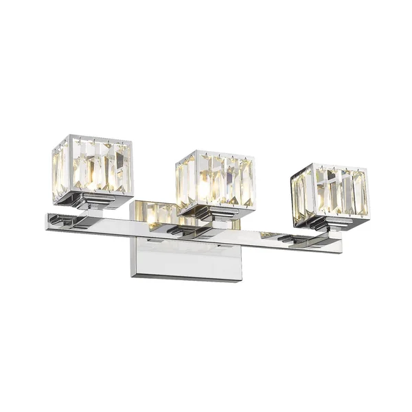 Chloe Lighting Trilluminate Contemporary 3 Light Chrome Finish Crystal Globe Bath Vanity Wall Fixture 21x22 Wide