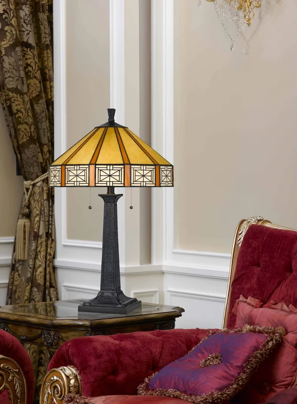 Cal Lighting BO-2718TB 60W x 2 Tiffany Table Lamp