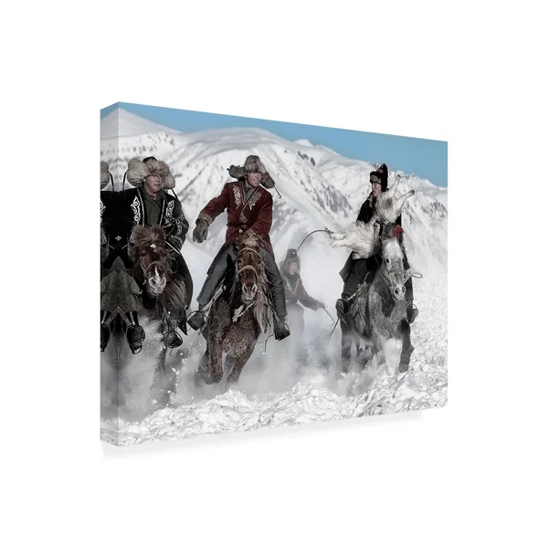Trademark Fine Art 1X08531-C2432Gg BJ Yang 'Winter Horse Race' Canvas