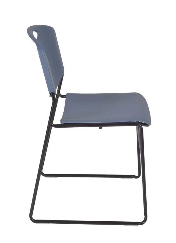 Cain 42x22 Square Breakroom Table- Mocha Walnut & 4 Zeng Stack Chairs- Blue - Regency - TB4242MW44BE