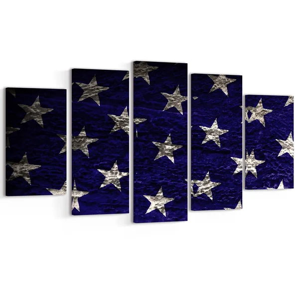 Design Art PT12907-60-28-5PE 5 Panels Large American Flag Watercolor Canvas Artwork - 60 x 28x22