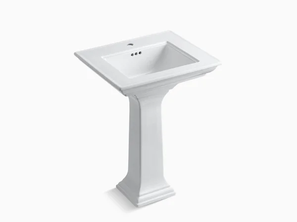 KOHLER K-2344-1-0 Memoirs Stately 24 In. Pedestal Bathroom Sink with Single Faucet Hole - White