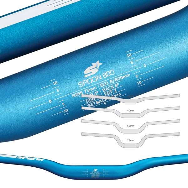 Spank Spoon 800 Handlebar - 31.8mm CLAMP - 40mm Rise, Blue