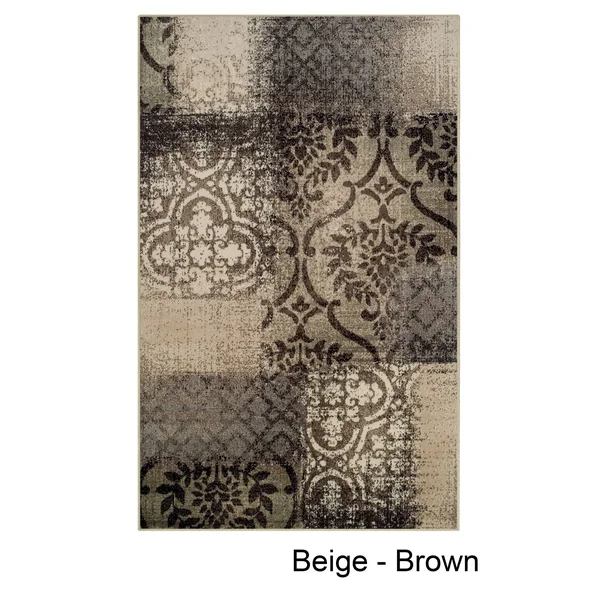 Miranda Haus Bristol Abstract Damask Indoor Area Rug Collection - Beige/Brown 8& x 10&