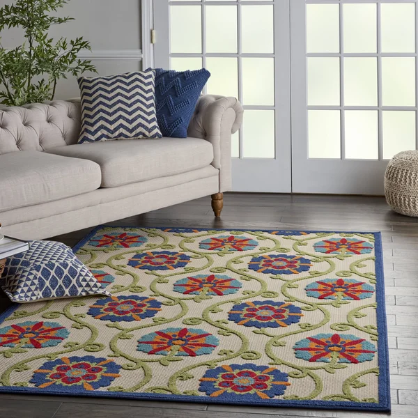 Nourison Aloha Area Rug, Blue/Multicolor, 2&3x22 x 8&