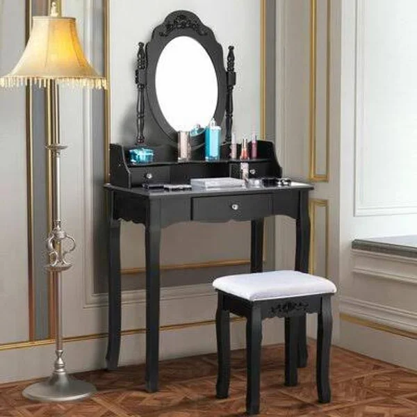 Kaniel Vanity Set with Mirror House of Hampton Color: Black