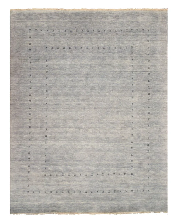 Handmade Wool Gray Traditional Solid Lori Baft Rug, Size: 3& x 5&