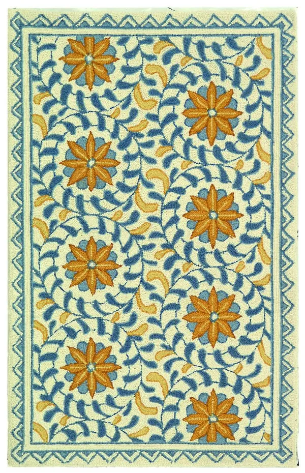 Safavieh Chelsea HK150A 5&6x22 x 5&6x22 Round Ivory - Blue Area Rug