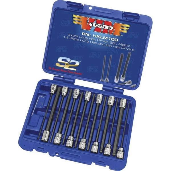 Vim HXL100 14-Piece 3/8x22 Drive SAE Extra Long Hex & Ball Hex Driver Set