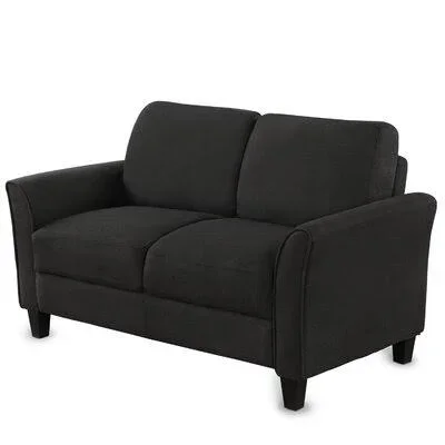 Bohm 55.1x22 Wide Linen Round Arm Loveseat Winston Porter Upholstery Color: Black