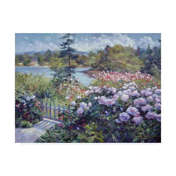 Trademark Fine Art &Summer Garden at The Lake& Canvas Art by David Lloyd Glover, Size: 35 x 47
