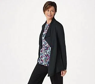 Cuddl Duds Ultra Soft Comfort Drape Front Wrap Cardigan, Size Small, Black